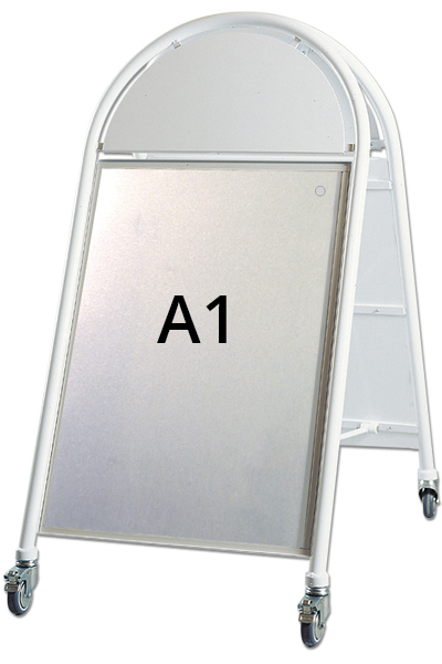 NEW GOTIK LUXUS gadeskilt m/hjul 32mm A1 hvid