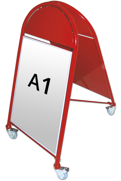 NEW GOTIK LUXUS gadeskilt m/hjul 32mm A1 rød