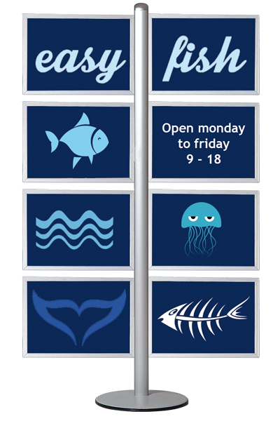 MULTISTAND 14 Dobbeltsidet med 8 stk A3 Slide-in Horisontal