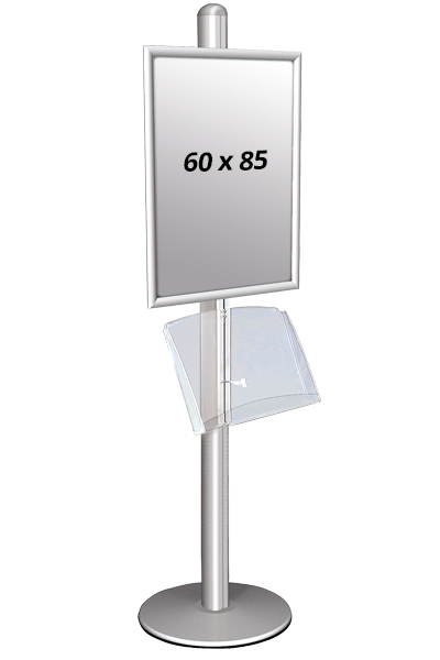 MULTISTAND 1 Enkeltsidet med akrylhylde 25mm 1 x 60x85 cm Alu