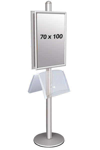 MULTISTAND 2 Dobbeltsidet med stålhylde 25mm 2 x 70x100 cm Alu