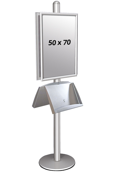 MULTISTAND 2 Dobbeltsidet med akrylhylde 25 mm 2 x 50x70 cm Alu