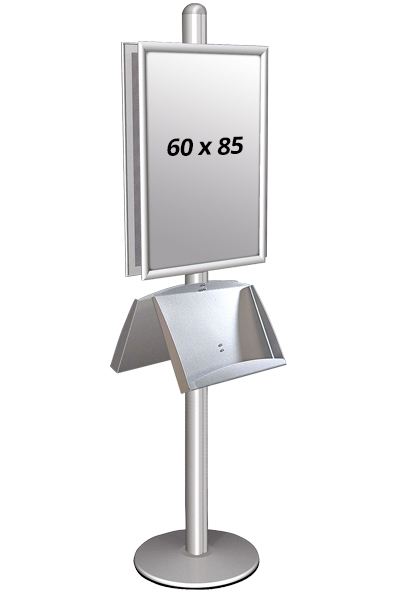 MULTISTAND 2 Dobbeltsidet med akrylhylde 25 mm 2 x 60x85 cm Alu