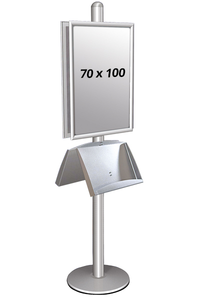 MULTISTAND 2 Dobbeltsidet med akrylhylde 25 mm 2 x 70x100 cm Alu