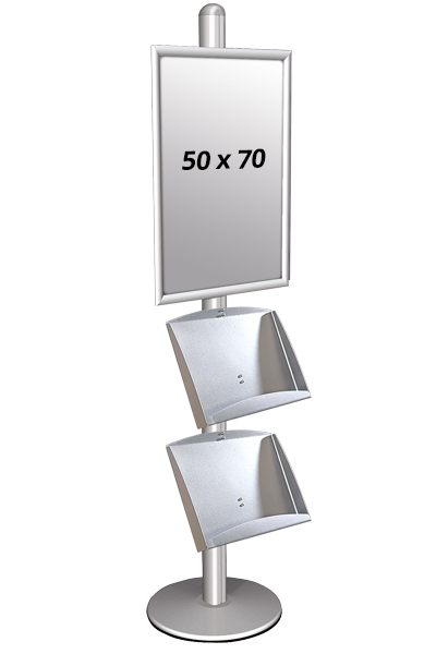 MULTISTAND 3 Enkeltsidet med 2 stålhylder 25mm 1 x 50x70 cm Alu