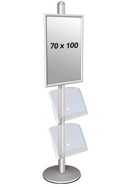 MULTISTAND 3 Enkeltsidet med 2 akrylhylder 25mm 1 x 70 x 100 cm Alu