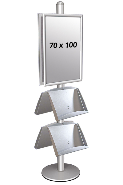 MULTISTAND 4 Dobbeltsidet med 2 stålhylder 25mm 2 x 70x100 cm Alu