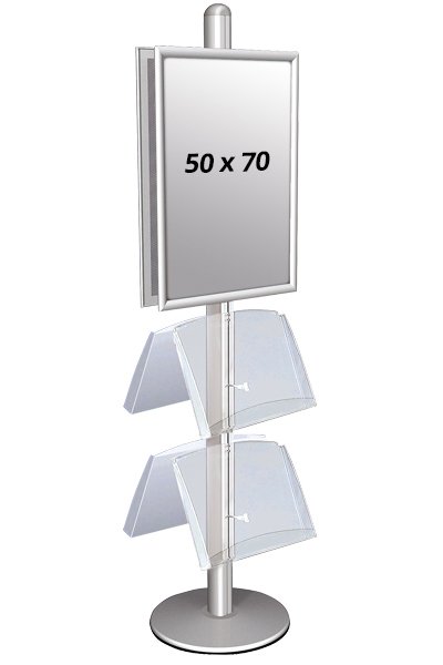 MULTISTAND 4 Dobbeltsidet med 2 akrylhylder 25mm 2 x 50x70 cm Alu