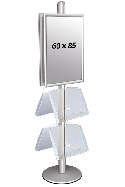 MULTISTAND 4 Dobbeltsidet med 2 akrylhylder 25mm 2 x 60x85 cm Alu
