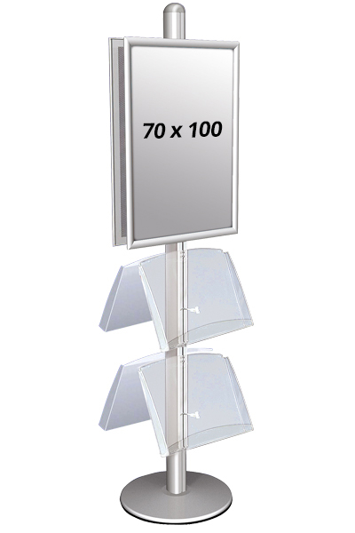 MULTISTAND 4 Dobbeltsidet med 2 akrylhylder 25mm 2 x 70x100 cm Alu