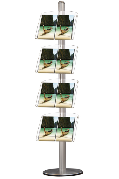 MULTISTAND 7 Enkeltsidet 4 x akrylhylde Alu