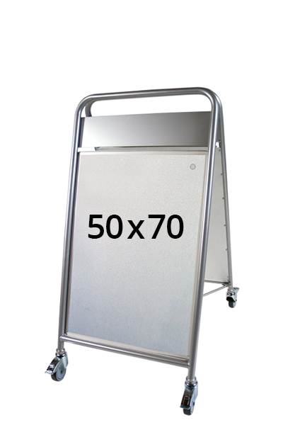 EXPO SIGN LUX gadeskilt m/HJ+OD 50x70cm sølv